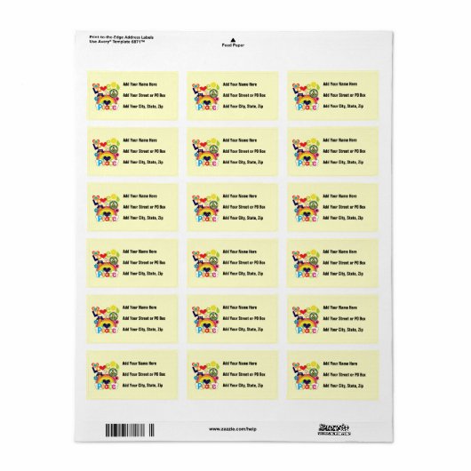 Liebe und Peace Baby Adressaufkleber (Vorne)