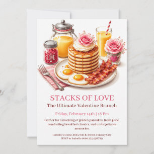 Liebe und Pfannkuchen Valentinstag-Brunch-Einladun Einladung