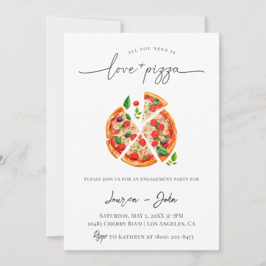 Liebe und Pizza-Engagement Einladung (Vorderseite)