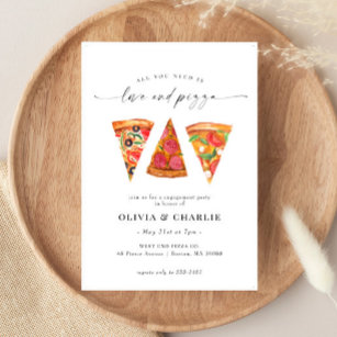 Liebe und Pizza-Engagement Einladung