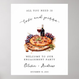Liebe und Pizza Engagement Party Begrüßung Hochzei Poster