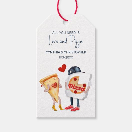 Liebe und Pizza Geschenkanhänger (Vorderseite)