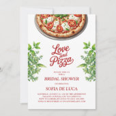 Liebe und Pizza Italienisches Brautparty Einladung (Vorderseite)