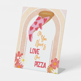 Liebe und Pizza Modernes Brautparty Sockelschild