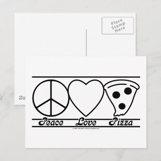 Liebe und Pizza Postkarte (Vorne/Hinten)