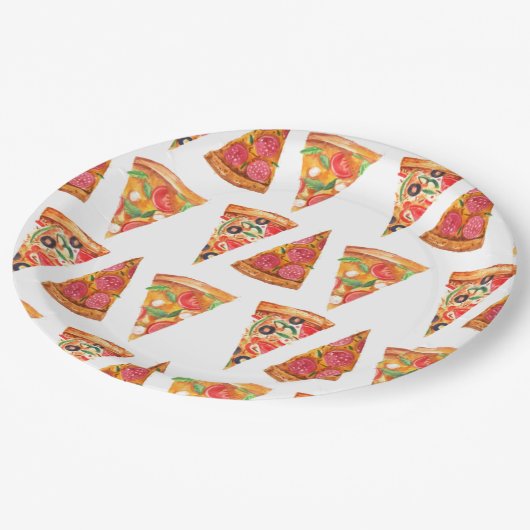 Liebe und Pizza Probe Abendessen Brautparty Pappteller (Schrägansicht)