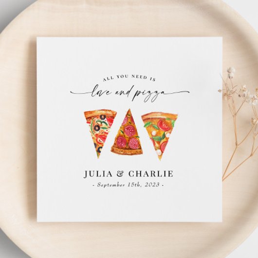 Liebe und Pizza Probe Abendessen Papier Napkin Serviette
