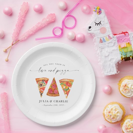 Liebe und Pizza Probe Pappteller (Party)