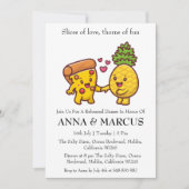 Liebe und Pizza Spaß Probe Einladungen (Vorderseite)