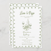 Liebe und Pizza | Whimsical Couples Dusche Einladung (Vorne/Hinten)