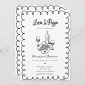 Liebe und Pizza | Whimsisches Brautparty Einladung (Vorne/Hinten)