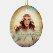 Liebe und Positivität des Friedens Keramik Ornament (Rechts)