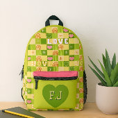 Liebe und Regenbogen grün Bedruckter Rucksack