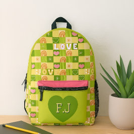 Liebe und Regenbogen grün Bedruckter Rucksack