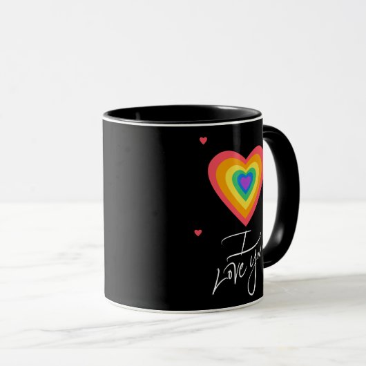 Liebe und Regenbogenherz Tasse (VorderseiteRechts)