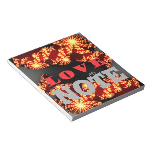 Liebe und reine Liebe strahlen aus dem univerNotep Notizblock (angewinkelt)