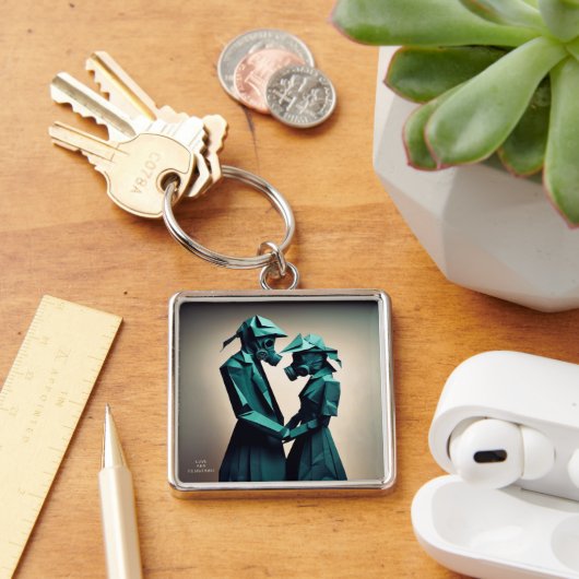 LIEBE UND RESISTENZ Origami 2 Premiummetall Schlüsselanhänger (Schreibtisch)