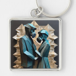 LIEBE UND RESISTENZ Origami 3 Premiummetall Schlüsselanhänger