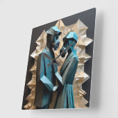 LIEBE UND RESISTENZ - Origami 3 Quadratische Wanduhr (Winkel)