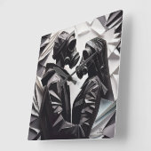 LIEBE UND RESISTENZ Origami B/W Quadratische Wanduhr (Winkel)