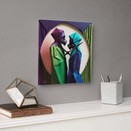 LIEBE UND RESISTENZ Origami Lebhaft Quadratische Wanduhr