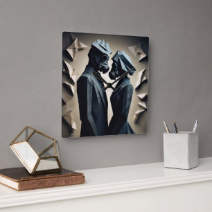 LIEBE UND RESISTENZ Origami Quadratische Wanduhr