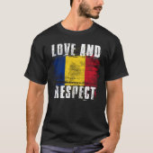 Liebe und Respekt-Rumänien-Flaggen- rumänischer T-Shirt (Vorderseite)