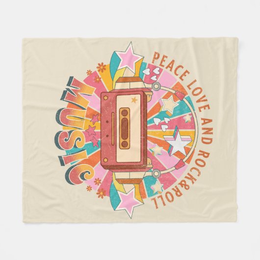 Liebe und Rock & Roll Fleecedecke (Vorderseite (Horizontal))