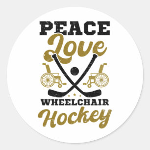 Liebe und Rollstuhlhockey-Design Rollstuhlhockey Runder Aufkleber