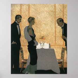 Liebe und Romantik im Vintage-Stil, elegantes Dinn Poster