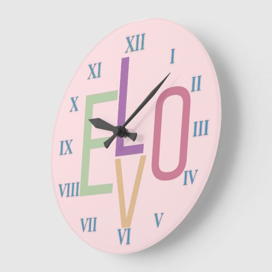 Liebe und römische Nummern Große Wanduhr (Winkel)