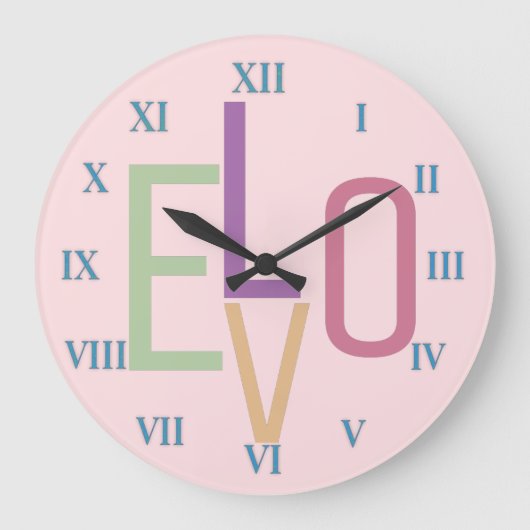 Liebe und römische Nummern Große Wanduhr (Vorderseite)