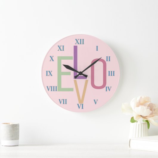 Liebe und römische Nummern Große Wanduhr (Zuhause)