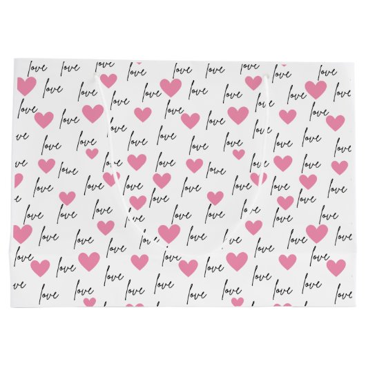 Liebe und rosa Herzen Große Geschenktüte (Rückseite)