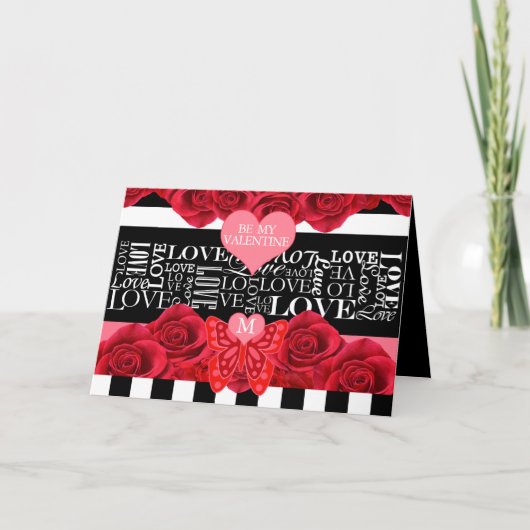 Liebe und Rose Blackboard-Stil Feiertagskarte (Vorderseite)
