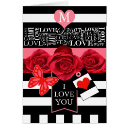 Liebe und Rose Blackboard Style Card
