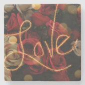 Liebe und Rose Stone-Marmor-Untersetzer Steinuntersetzer (Vorderseite)