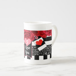 Liebe und Rose Tasse im Blackboard-Stil