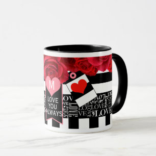 Liebe und Rose Tasse im Blackboard-Stil