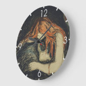Liebe und Schmerz (The Vampire) (von Edvard Munch) Große Wanduhr (Winkel)