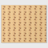 Liebe und Schmetterlinge in Orange Geschenkpapier (Flach)