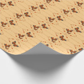 Liebe und Schmetterlinge in Orange Geschenkpapier (Ecke)