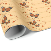 Liebe und Schmetterlinge in Orange Geschenkpapier (Rolleneckpunkt)
