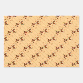 Liebe und Schmetterlinge in Orange Geschenkpapier Set