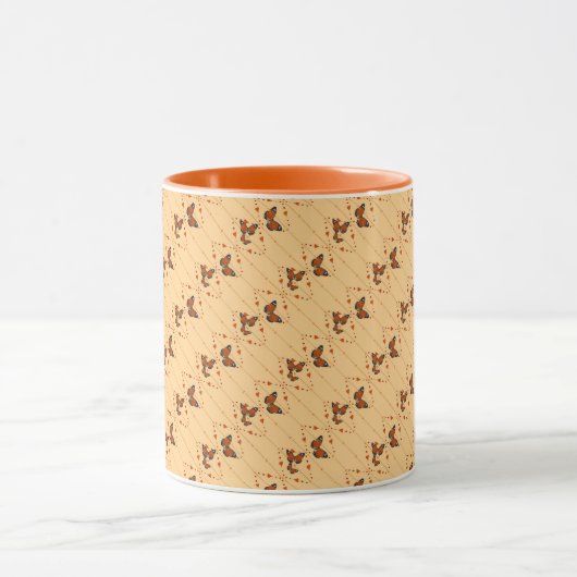 Liebe und Schmetterlinge in Orange Tasse (Zentrum)