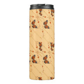 Liebe und Schmetterlinge in orangefarbener Version Thermosbecher (Rückseite)