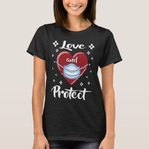 Liebe und Schutz der Herz Gesicht Maske Valentinst T-Shirt