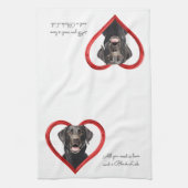 Liebe und schwarzes Labor Geschirrtuch (Vertikal)
