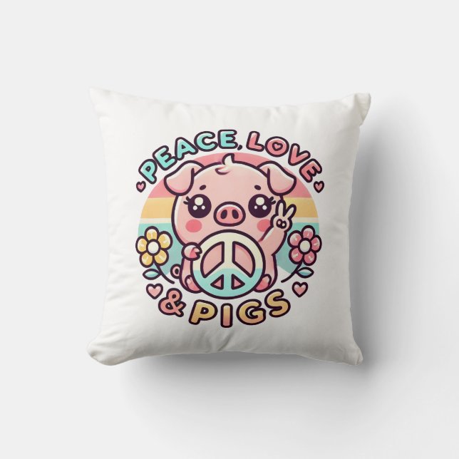 Liebe und Schweine Pillow Kissen (Vorderseite)