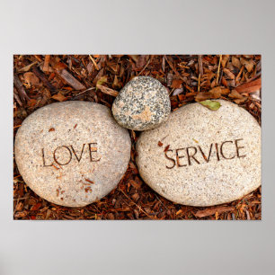 Liebe und Service - Spirituelle Religiöse Steine Poster